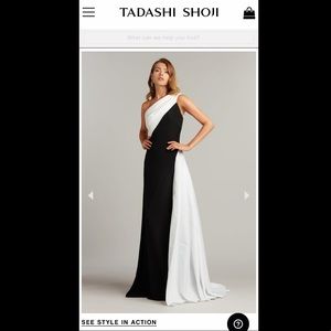 Tadashi Shoji Black & White Evening Gown Size 4